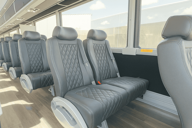 interior of Muncie Coach Bus Service charter bus